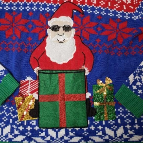 Santa Claus Ugly Christmas Sweater XL By Jolly Sweaters with pocket for drink - Picture 6 of 6
